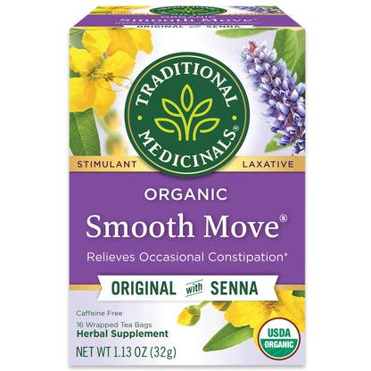 Traditional Medicinals Tea, Organic Smooth Move Peppermint, Relieves Occasional Constipation, Senna, 16 Tea Bags - Nirvana Guru