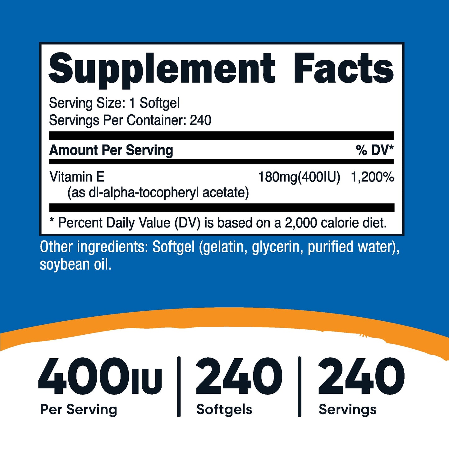 Nutricost Vitamin E 400 IU, 240 Softgel Capsules - Gluten Free, Non-GMO Nirvana Guru