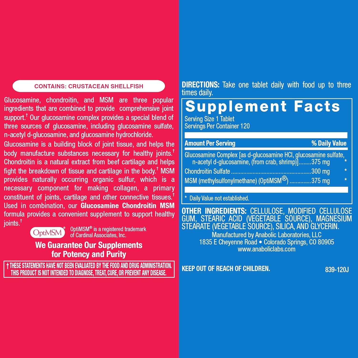 High Absorption Glucosamine Chondroitin MSM - Clinical Formula Bone Joint Tendon and Ligament Supplement with MSM Glucosamine Chondroitin - Non-GMO Gluten Free & Made in The USA - 120 Servings Nirvana Guru