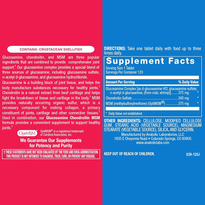 High Absorption Glucosamine Chondroitin MSM - Clinical Formula Bone Joint Tendon and Ligament Supplement with MSM Glucosamine Chondroitin - Non-GMO Gluten Free & Made in The USA - 120 Servings Nirvana Guru