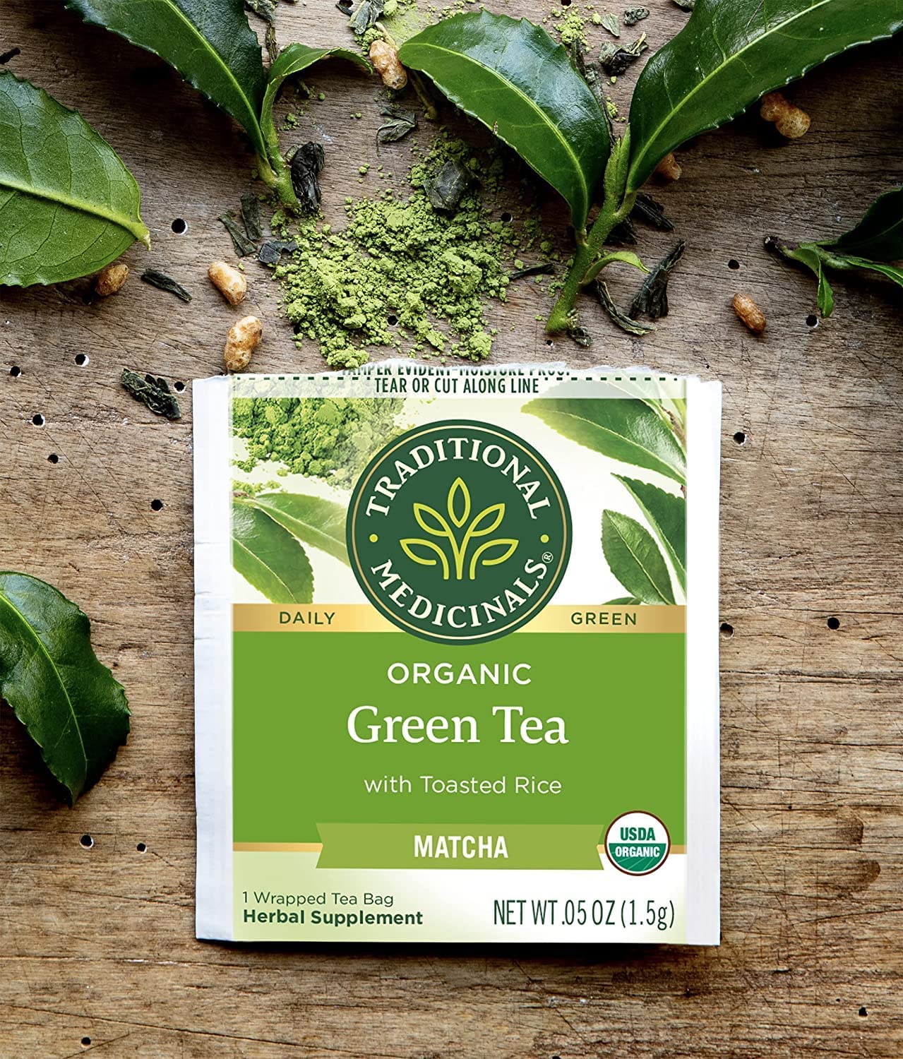 Traditional Medicinals Tea, Organic Green Tea Matcha, Genmaicha, Supports Health, 96 Tea Bags (6 Pack) - Nirvana Guru