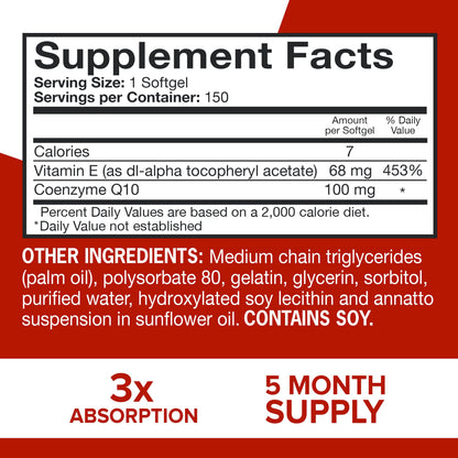 Qunol Ultra CoQ10 100mg Softgels- 3x Better Absorption, Antioxidant for Heart Health & Energy Production, Coenzyme Q10 Vitamins and Supplements, 3 Month Supply, 90 Count