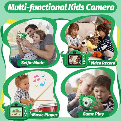 Kids Camera Toys for 3-8 Year Old Girls Boys,Children Digital Video Camcorder Camera with Cartoon Soft Cover, Best Chritmas Birthday Festival Gift for Kids - 32G SD Card Included nirvanaguru