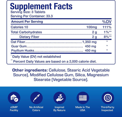 Soluble and Insoluble Fiber Supplement Pills - Clinical Formula Psyllium Husk Fiber Pills for Women & Men with Oat Fiber for Regularity Constipation & Colon Cleanse Support - Vegan & Gluten Free Nirvana Guru