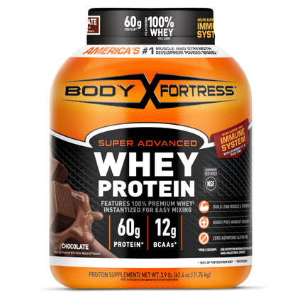 Body Fortress Super Advanced Whey Protein Powder, Vanilla, Immune Support (1), Vitamins C & D Plus Zinc, 1.74 lbs