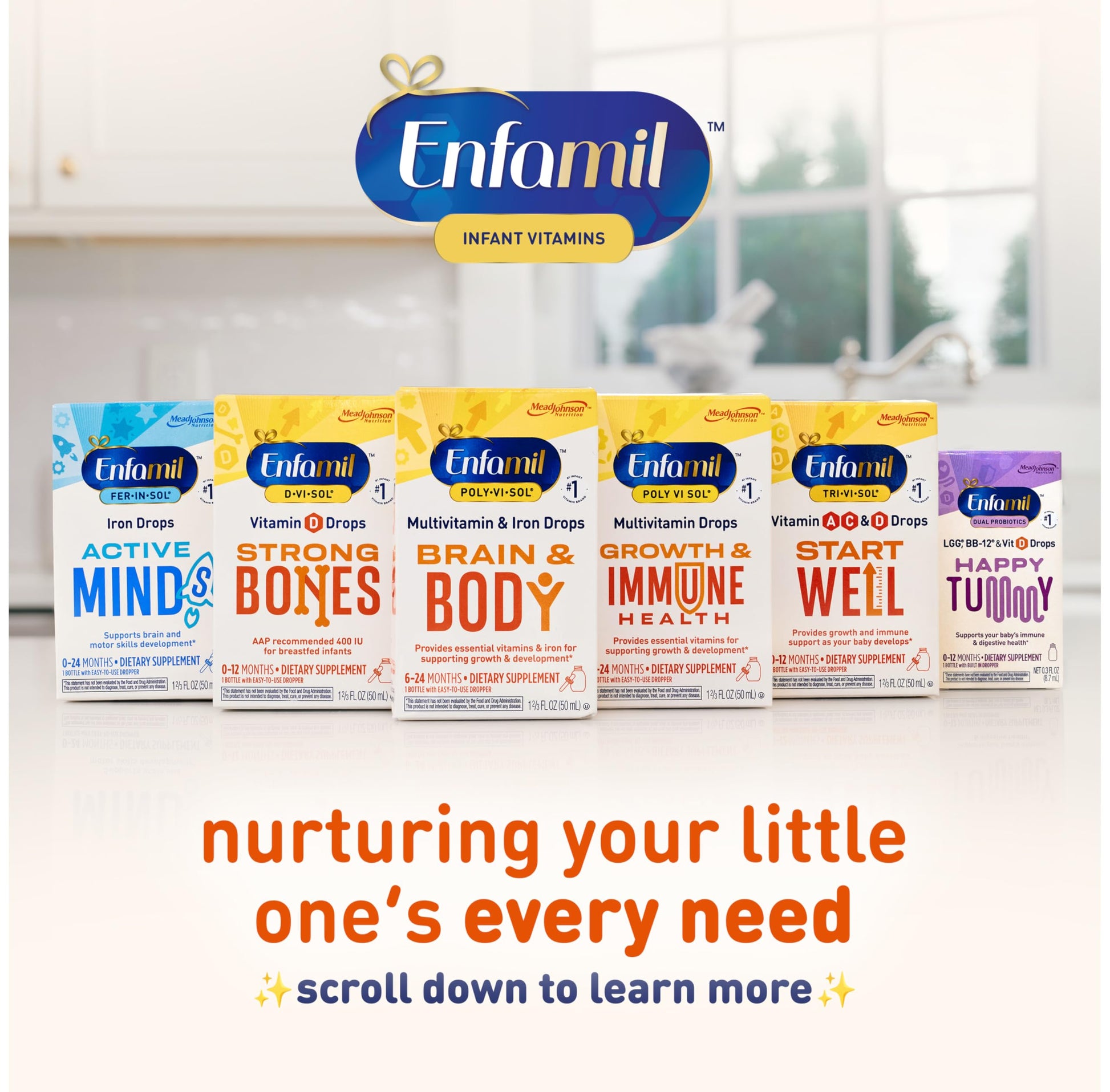 Enfamil Poly-Vi-Sol with Iron Liquid Multivitamin Drops, Supports Growth & Development*, 50mL Bottle - Nirvana Guru