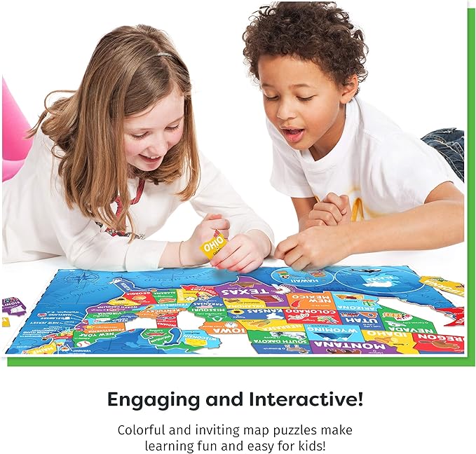Momo & Nashi US Map Puzzle & World Map Puzzle - Childrens Jigsaw Geography Puzzles for Kids Learning Games nirvanaguru