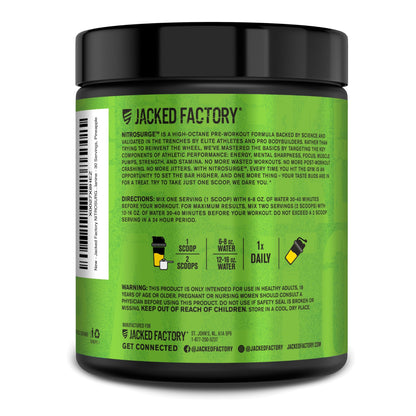 Jacked Factory NITROSURGE Pre Workout Supplement - Energy Booster, Instant Strength Gains, Clear Focus & Intense Pumps - NO Booster & Powerful Preworkout Energy Powder - 30 Servings, Blue Raspberry