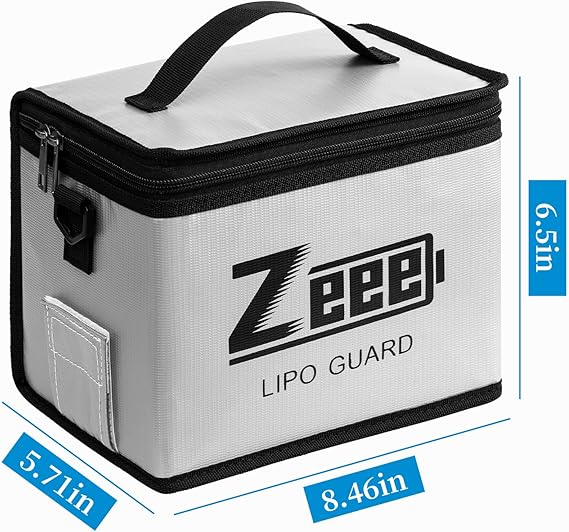 Zeee Fireproof Explosionproof Large Capacity Battery Storage Guard Pouch for Lipo Charge & Storage (8.46 x 6.5 x 5.71 in) nirvanaguru