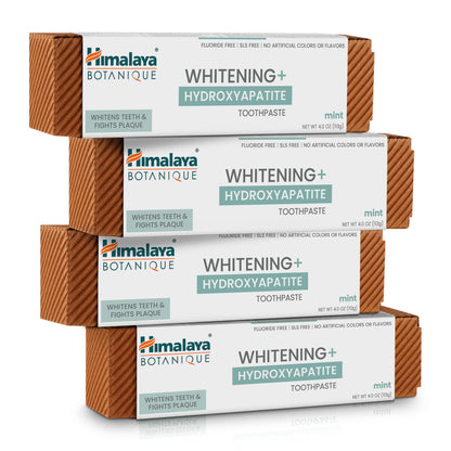 Himalaya Botanique Whitening + Hydroxyapatite Toothpaste, Mint Flavor - Nano Hydroxyapatite to Support Remineralization and Restore Enamel, Appropriate for Sensitive Teeth - Vegan, Gluten Free, 4 oz - Nirvana Guru