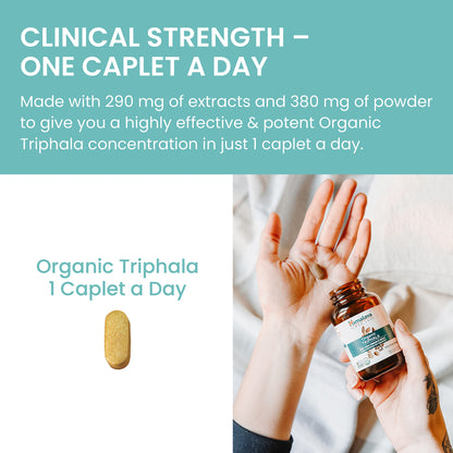 Himalaya Organic Triphala, 2 Month Supply, for Colon Cleanse, Detox & Occasional Constipation, USDA Certified Organic, Non-GMO, Gluten-Free, Extract & Powder Herbal Supplement, 688 mg, 60 Caplets - Nirvana Guru