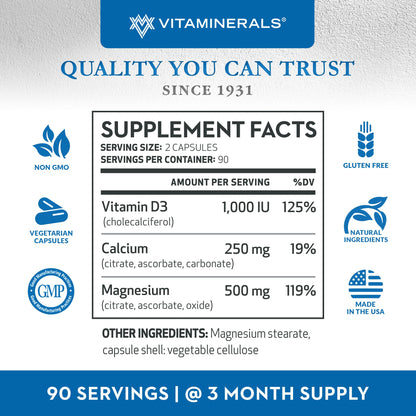 10 Magnese® Magnesium, Calcium & Vitamin D3, Bone & Muscle Support 180 Veggie caps Nirvana Guru