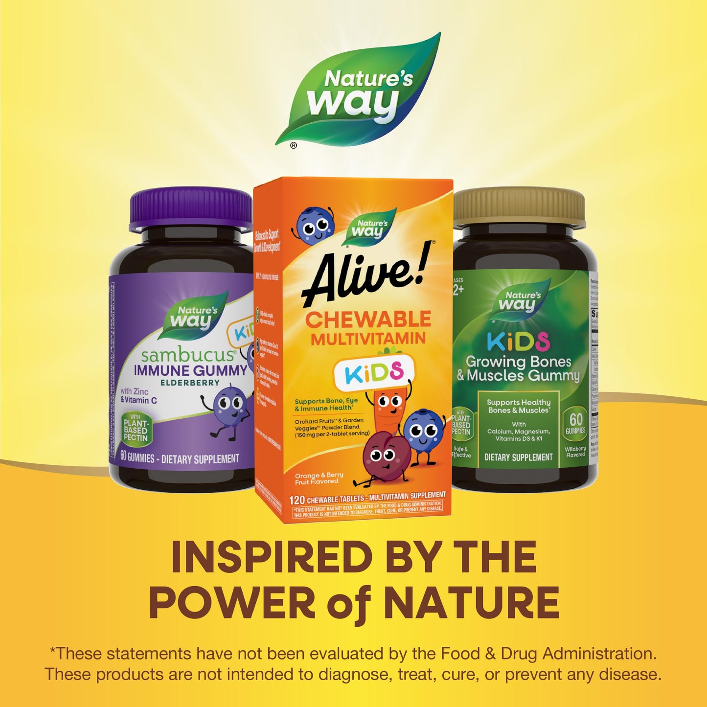 Nature's Way Alive! Children's Daily Chewable Multivitamin, Supports Bone, Eye, and Immune Health*, Orange & Berry Fruit Flavored, Gluten Free, 120 Chewable Tablets (Packaging May Vary) - Nirvana Guru