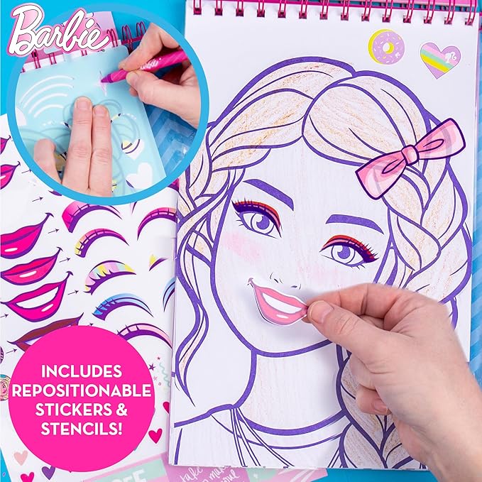 Horizon Group USA Barbie Magazine - Create Hair & Makeup Looks with 130+ Stencils, 180+ Stickers, Crayons & Pretend Makeup nirvanaguru