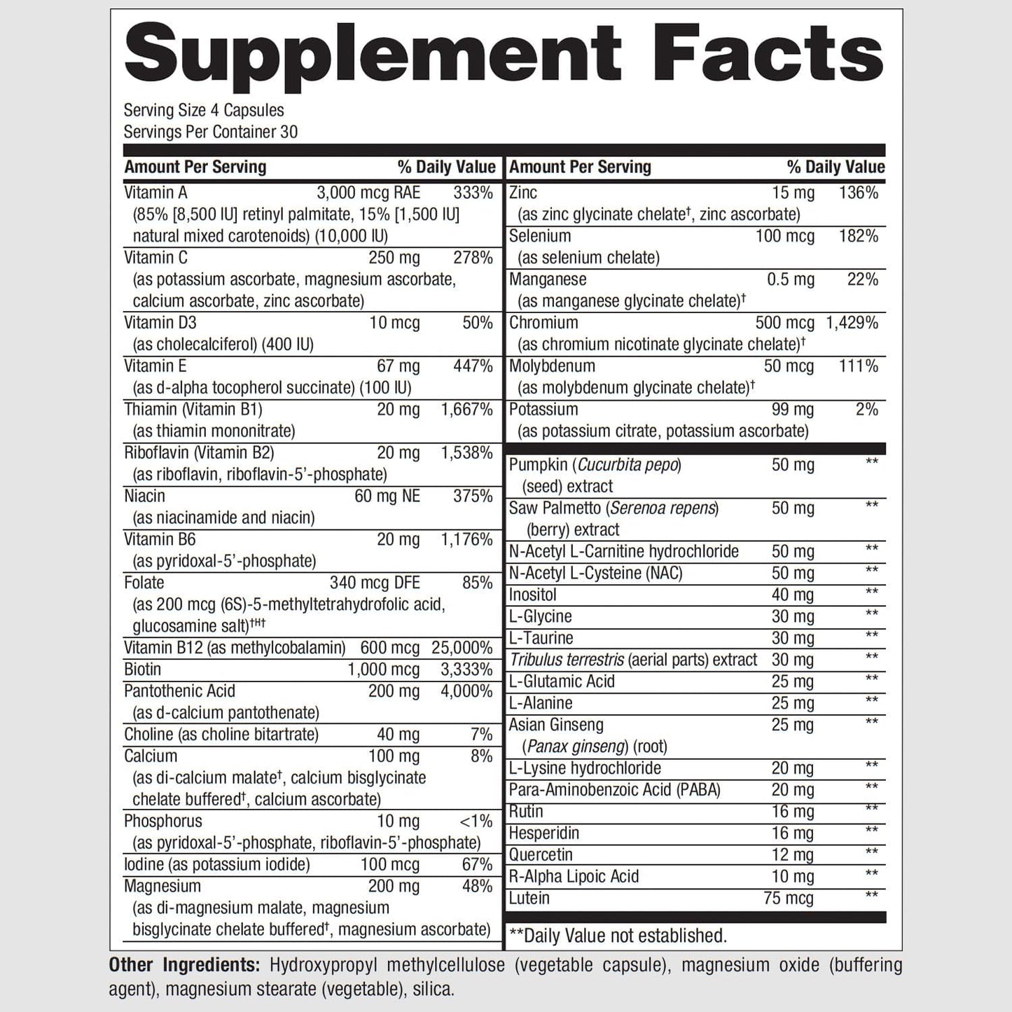 PureFormulas PureMulti for Men - Daily Comprehensive Multivitamin for Men's Health, Vitality, Energy, Focus, & Performance. Mens Vitamins A, C, D, E, & B12, Zinc Calcium, Magnesium & More 60 Capsules - Nirvana Guru