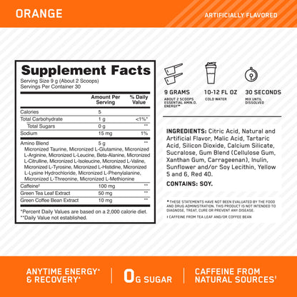 Optimum Nutrition Amino Energy - Pre Workout with Green Tea, BCAA, Amino Acids, Keto Friendly, Green Coffee Extract, Energy Powder - Concord Grape, 65 Servings (Packaging May Vary)