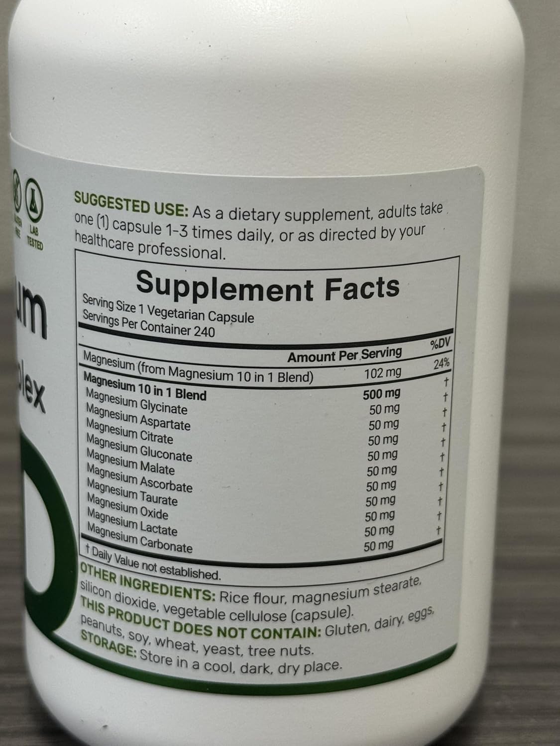Magnesium Complex 500mg, 240 Veggie Capsules | 10-in-1 Glycinate, Citrate, Malate, & More | 100% Chelated for Easy Absorption | Essential Mineral Supplement for Muscle, Sleep, & Heart Health Nirvana Guru