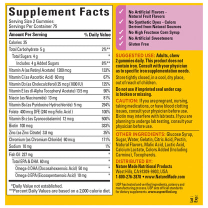 Nature Made Womens Multivitamin with Omega-3, Multivitamin for Women for Daily Nutritional Support, 150 Gummies, 75 Day Supply - Nirvana Guru
