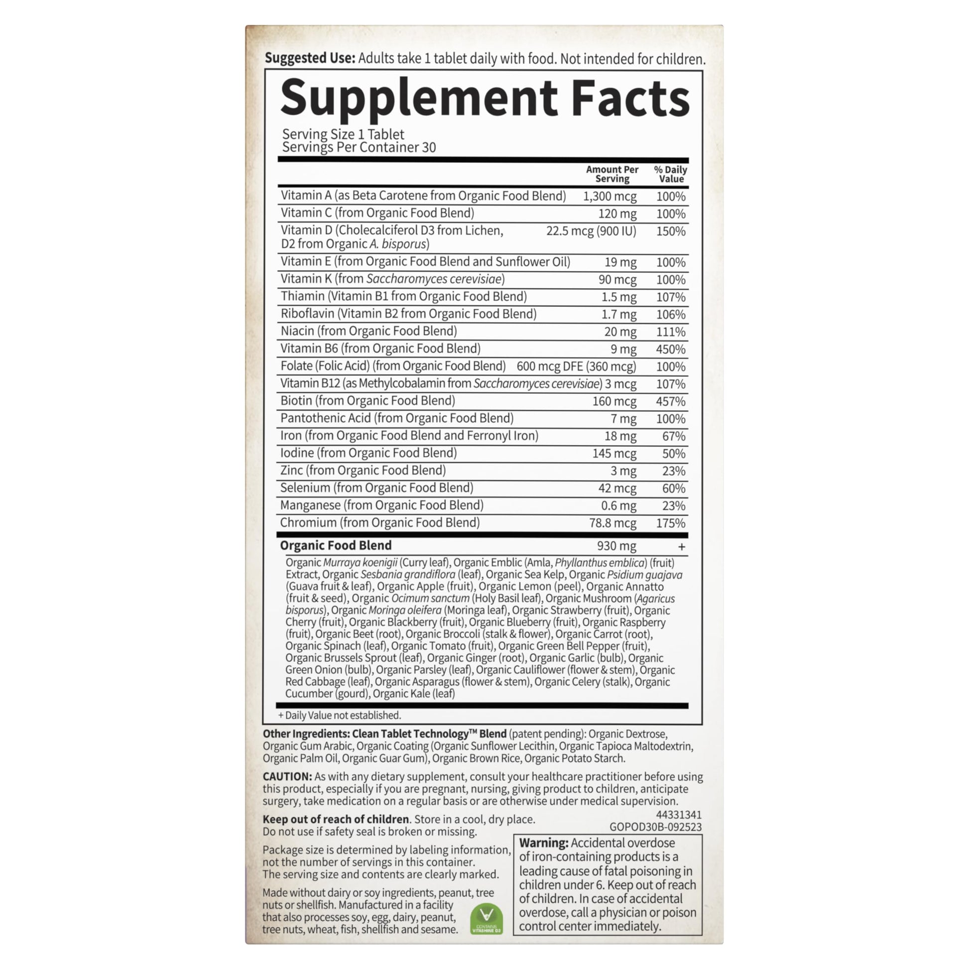 Garden of Life Organics Prenatal Vitamins - 30 Tablets, Prenatal Once Daily Whole Food Vitamins for Women with Folate not Folic Acid, Vitamin D3, Iron, Vegan One a Day Prenatal Multivitamin - Nirvana Guru