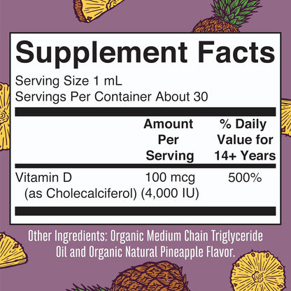 MaryRuth Organics Vitamin D3 Liquid Drops | Megadose 4000 IU | USDA Organic Liquid Vitamin D Spray for Adults & Kids | Immune Support & Bone Health | Vegan | Gluten Free | Non-GMO | 30 Servings - Nirvana Guru