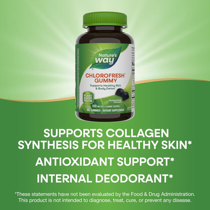 Nature’s Way Chlorofresh Chlorophyll Gummies, Supports Healthy Skin and Body Detox*, Internal Deodorant*, Orchard Fruit Flavored, 60 Gummies (Packaging May Vary) - Nirvana Guru