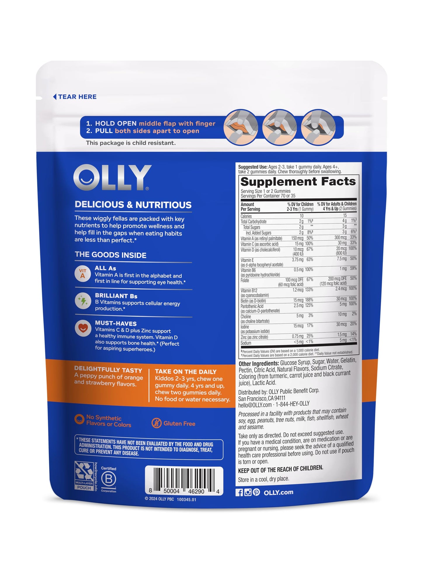 OLLY Kids Multivitamin Gummy Worms, Overall Health and Immune Support, Vitamins and Minerals A, C, D, E, Bs and Zinc, Chewable Supplement, Sour Fruit Punch, 45 Day Supply (70 Count) Nirvana Guru