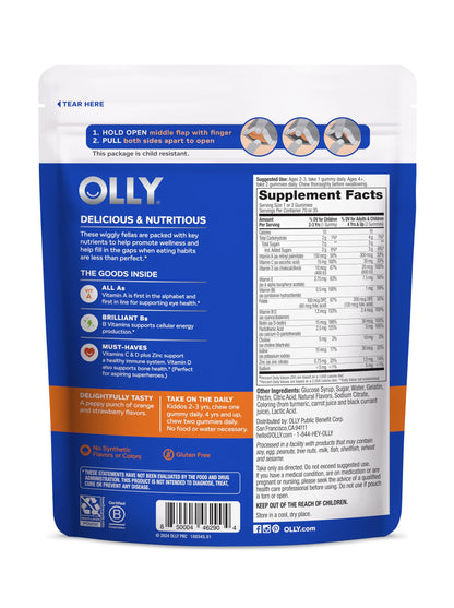 OLLY Kids Multivitamin Gummy Worms, Overall Health and Immune Support, Vitamins and Minerals A, C, D, E, Bs and Zinc, Chewable Supplement, Sour Fruit Punch, 45 Day Supply (70 Count) Nirvana Guru