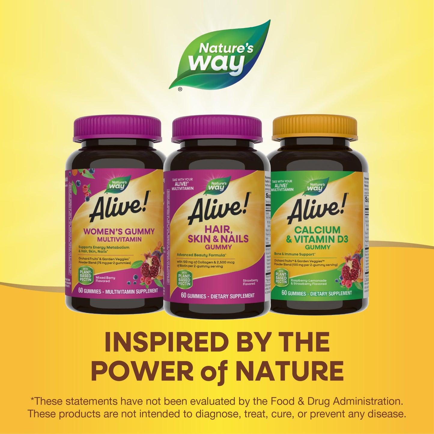 Nature's Way Alive! Hair, Skin & Nails Gummies, Advanced Beauty Formula*, with Biotin and Collagen, Strawberry Flavored, 60 Gummies (Packaging May Vary) - Nirvana Guru