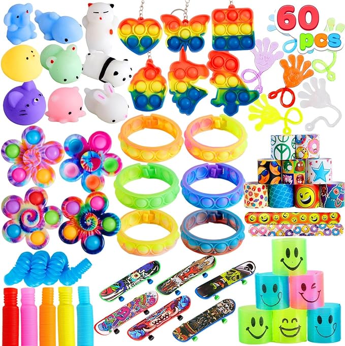 JOYIN 60 Pcs Party Favors for Kids, Popular Fidget Toys Pack, Goodie Bags Fillers for Kids Birthday Party, Prizes in Bulk for School, Pinata Stuffers, Classroom Prizes, Treasure Box Toys nirvanaguru