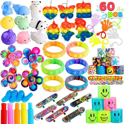 JOYIN 60 Pcs Party Favors for Kids, Popular Fidget Toys Pack, Goodie Bags Fillers for Kids Birthday Party, Prizes in Bulk for School, Pinata Stuffers, Classroom Prizes, Treasure Box Toys nirvanaguru