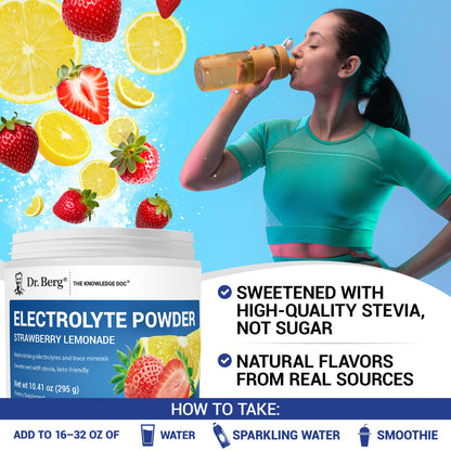 Dr. Berg Zero Sugar Hydration Keto Electrolyte Powder - Enhanced w/ 1000 mg of Potassium & Real Pink Himalayan Salt (NOT Table Salt) - Raspberry & Lemon Flavor Hydration Drink Supplement, 100 Servings Nirvana Guru