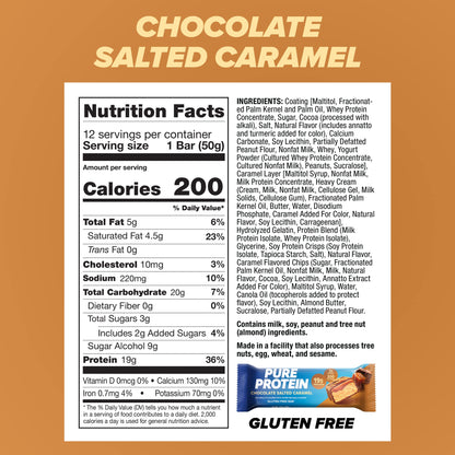 Pure Protein Bars, High Protein, Nutritious Snacks to Support Energy, Low Sugar, Gluten Free, Chocolate Deluxe, 1.76 oz., 12 Count(Pack of 1) (Packaging may vary)