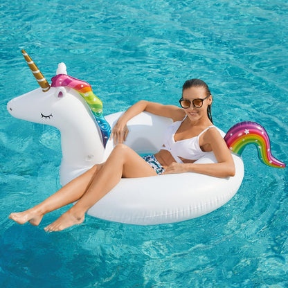 Inflatable Unicorn Flamingo Pool Floats - Jasonwell 2 Pack Pool Floaties Inflatables Rafts for Swimming Pool Tubes for Floating Lake Beach Floaty Swim Rings Pool Party Toys for Adults Kids Nirvana Guru