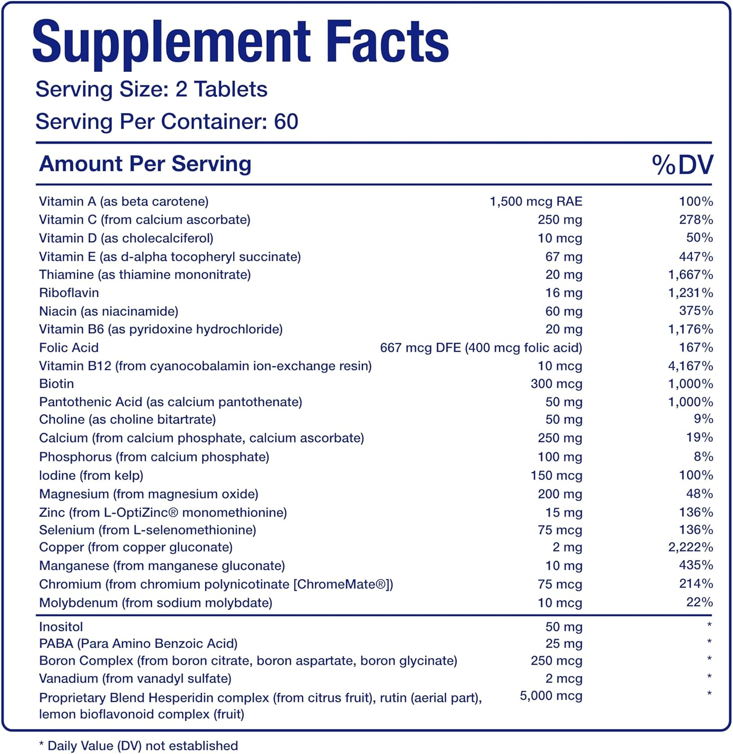 Iron Free Daily Multivitamin for Men and Women, 120 Tablets - AVED Daily Multi Vitamin and Minerals Health Supplement - Vitamins A, C, D, E, Vitamin B Complex, Zinc, Calcium, Magnesium, More Nirvana Guru