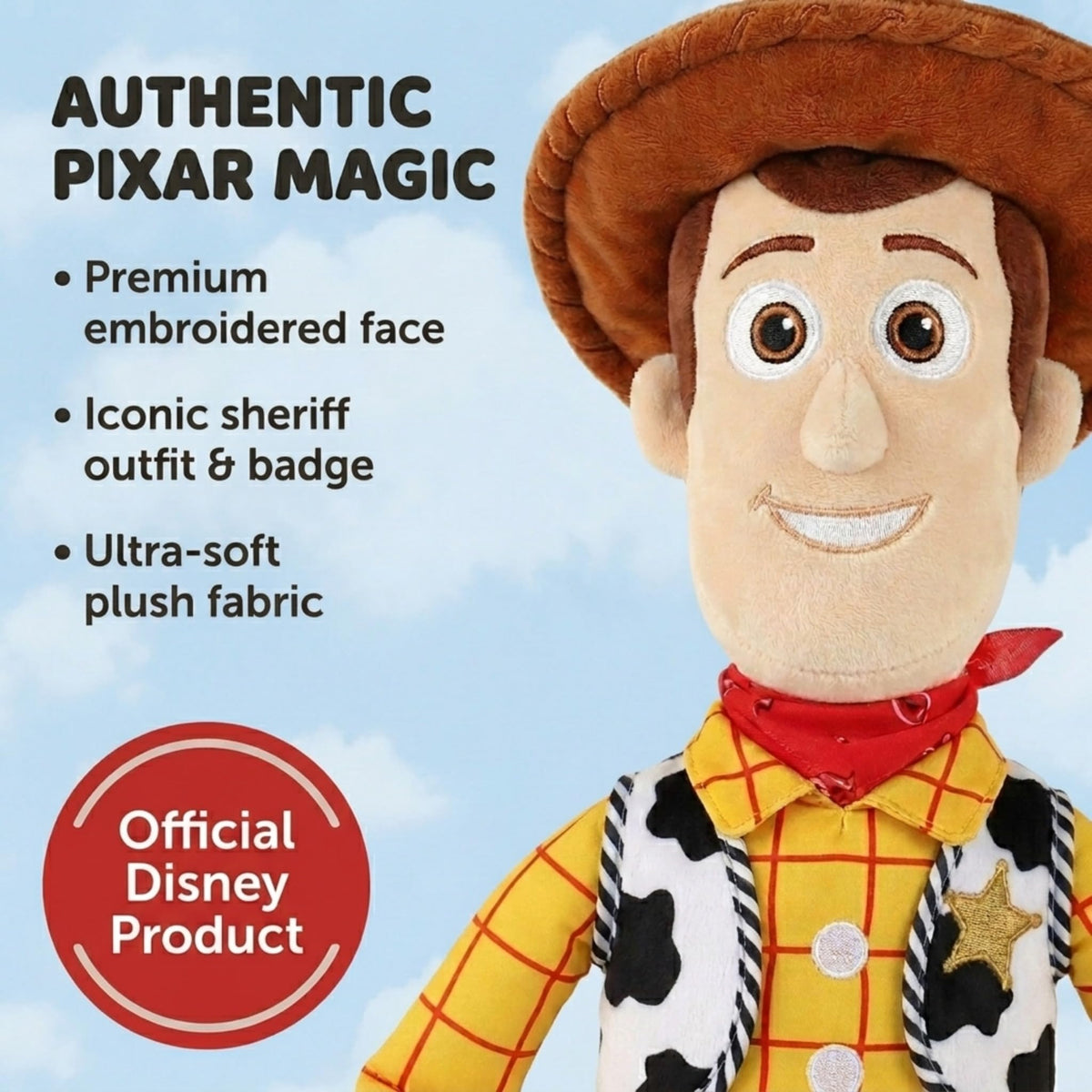 Jay Franco Kids Toy Story Plush Pillow Buddy - Large Ultra-Soft Stuffed Plushie & Cozy Pillow, Official Licensed Product, 24 Inches, Multi - Toy Story Woody