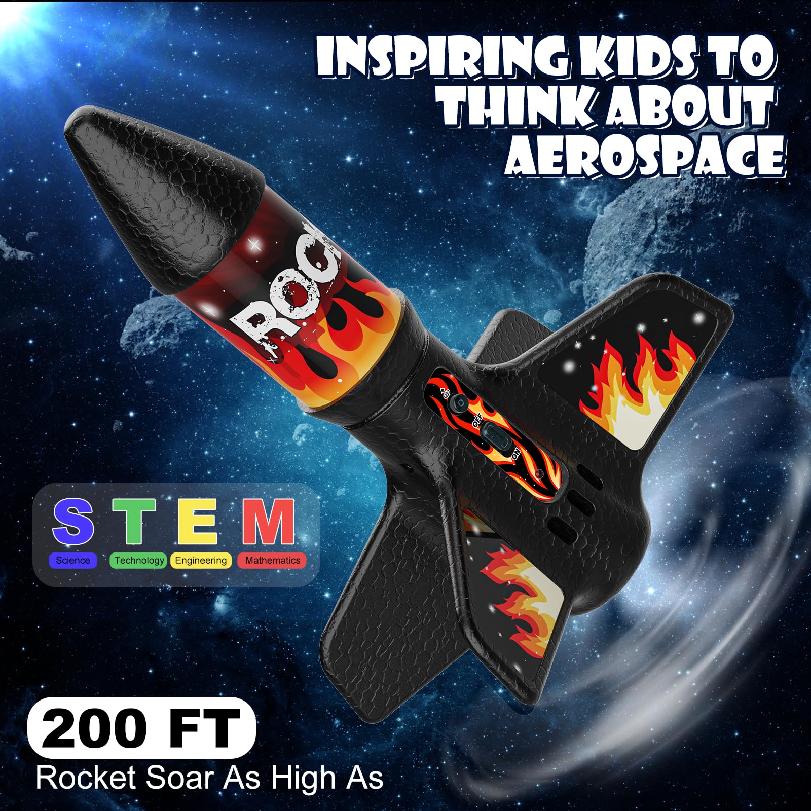 Rocket Launcher for Kids, Self Launching Motorized Air Rocket Toy, Outdoor Toys for Ages 8-12, Model Rockets with Parachute Safely Land, Spaceship Launch up to 200 ft Birthday Gifts for Boys Nirvana Guru
