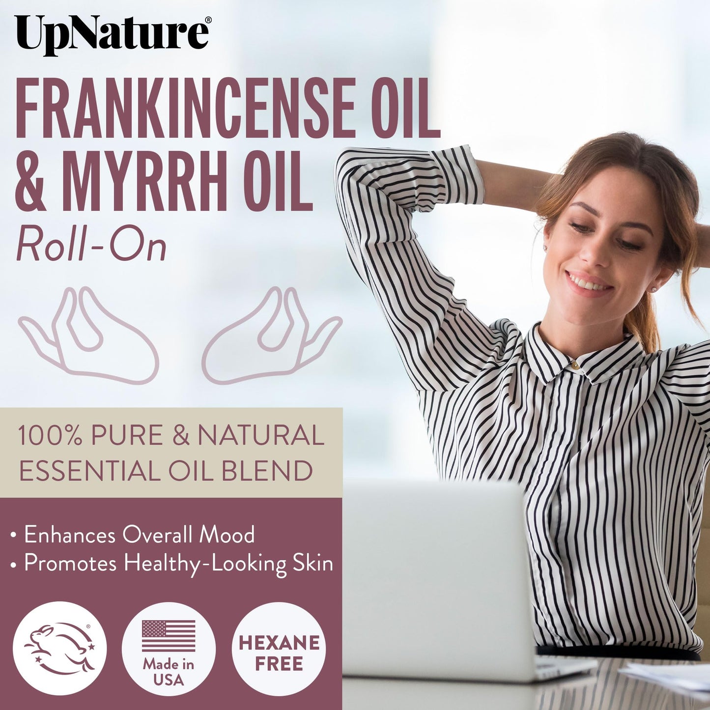 UpNature Lavender Essential Oil Pure Roll On - 100% Natural Lavender Oil for Skin