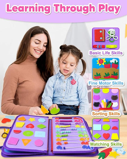 Exorany Busy Board Montessori Toys for Toddler Boy Girl Birthday Gifts, Busy Book Sensory Learning Toys for Toddlers, Toddler Airplane Car Travel Toy Educational Activities nirvanaguru
