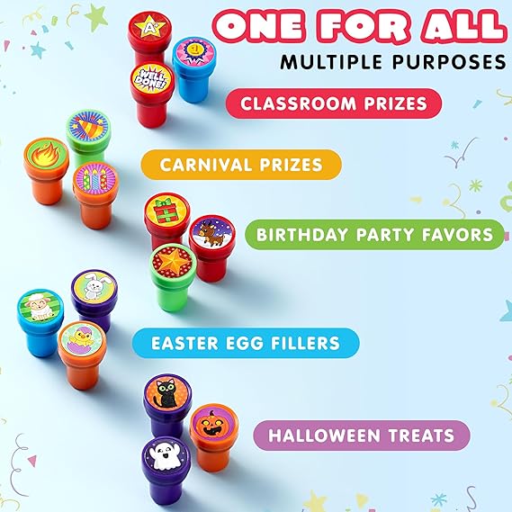 JOYIN 50 Pcs Assorted Stamps for Kids - Self-Ink Stamps with 50 Designs for Birthday Party Favor, Carnival Prizes, School Stampers, Goodie Bag, Halloween, Christmas (Zoo, Holiday Stampers) nirvanaguru