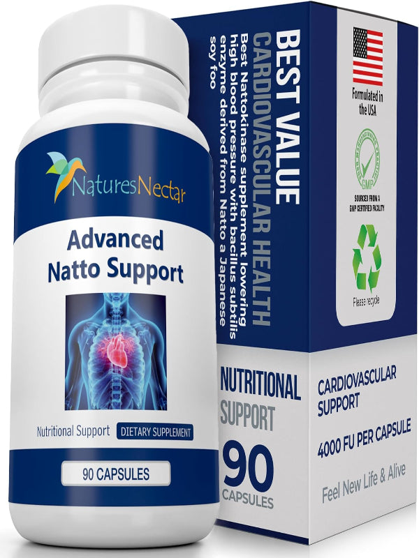 Nature's Nectar Organic Nattokinase supplement 200mg – Double Strength Nattokinase 4000 fu Natural Blood Thinner Supports Cardiovascular & Blood Circulation Health – Non GMO & Gluten Free, 90 Capsules Nirvana Guru