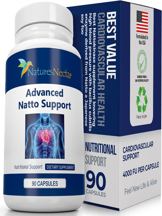 Nature's Nectar Organic Nattokinase supplement 200mg – Double Strength Nattokinase 4000 fu Natural Blood Thinner Supports Cardiovascular & Blood Circulation Health – Non GMO & Gluten Free, 90 Capsules Nirvana Guru