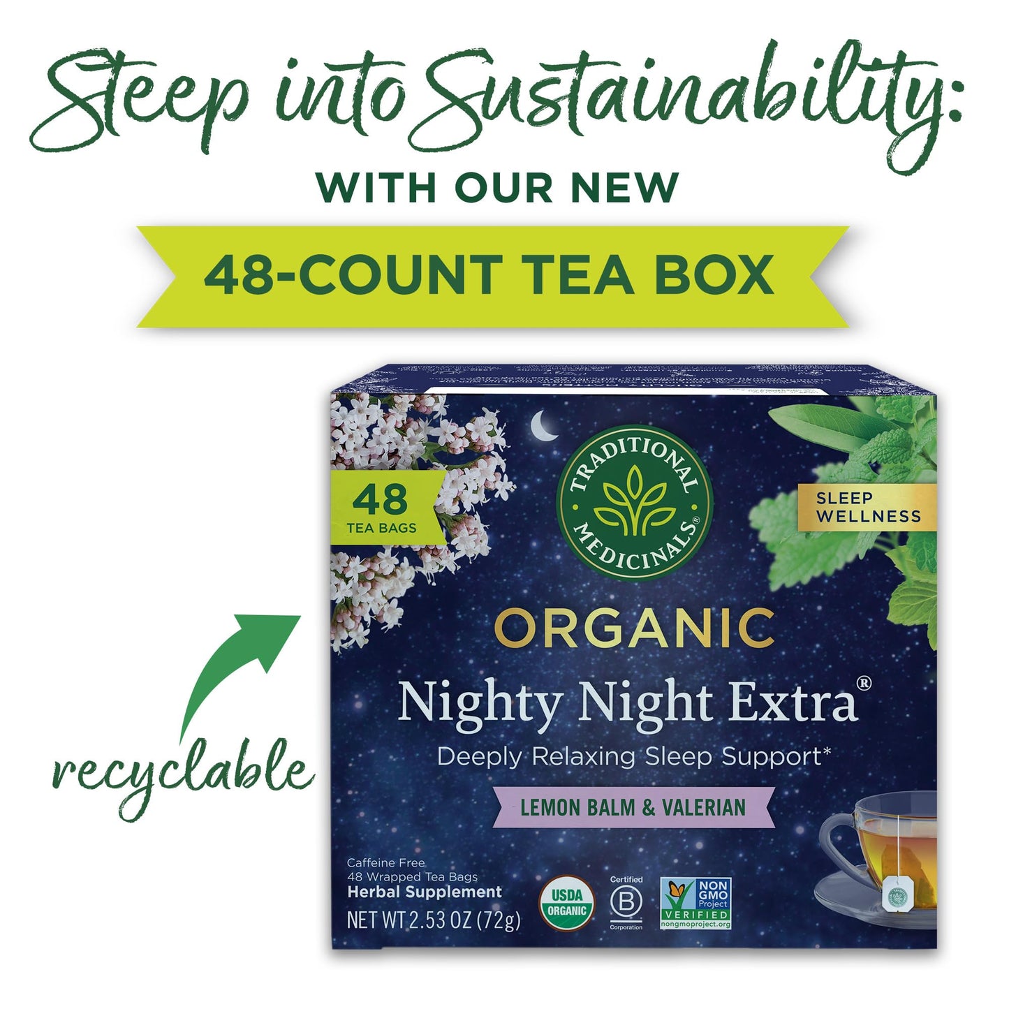 Traditional Medicinals Organic Nighty Night Extra Tea With Valerian Root for Relaxation, 16 Tea Bags (Pack of 1) - Nirvana Guru