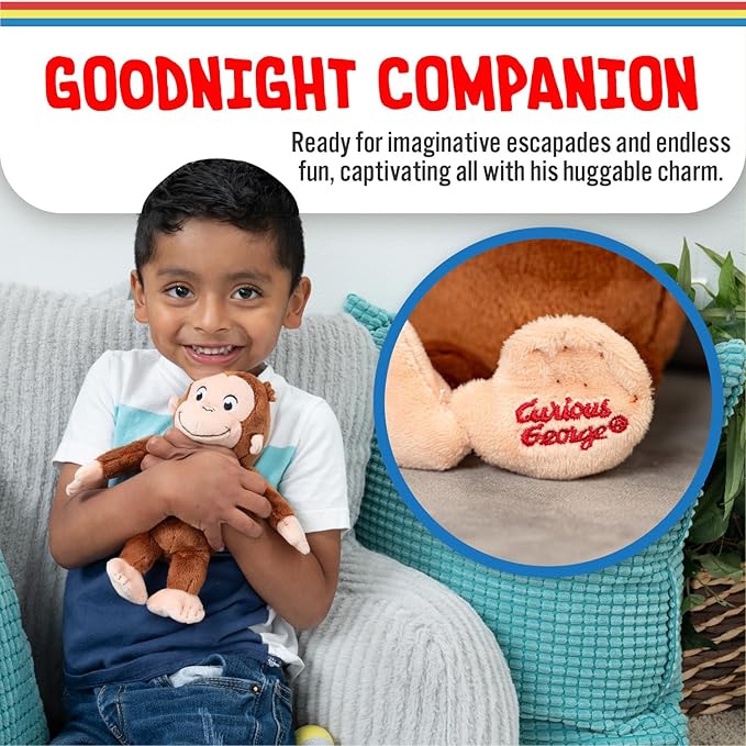 KIDS PREFERRED Curious George Monkey Stuffed Animal Plush Toys Soft Cutest Cuddle Plushie Gifts for Baby and Toddler Boys and Girls - 8 Inches nirvanaguru