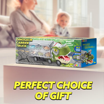 JOYIN 13 in 1 Dinosaur Toys for Kids 3-5, Dinosaur Truck with 12 Pull Back Cars, Small Cars Set, Birthday Gifts Toys for 3 4 5+ Year Old Boy, Transport Carrier Truck for Toddlers 3-4 Years Nirvana Guru