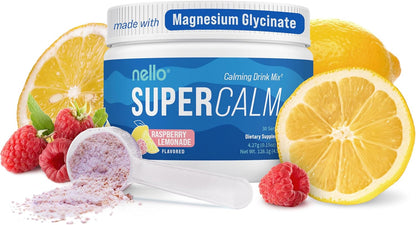 Supercalm Powdered Drink Mix, Raspberry Lemonade, L Theanine, Ksm-66 Ashwagandha, Magnesium Glycinate, Vitamin D 3, Supplements for Relaxation & Focus, No Sugar, Non GMO, On The Go, 20 Ct