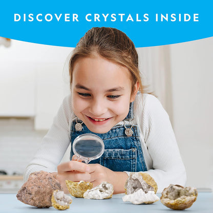 National Geographic Break Open 10 Premium Geodes – Includes Goggles & 2 Display Stands - Great STEM Science Kit, Geology Gift for Kids, Break Your Own Geodes with Crystals Nirvana Guru