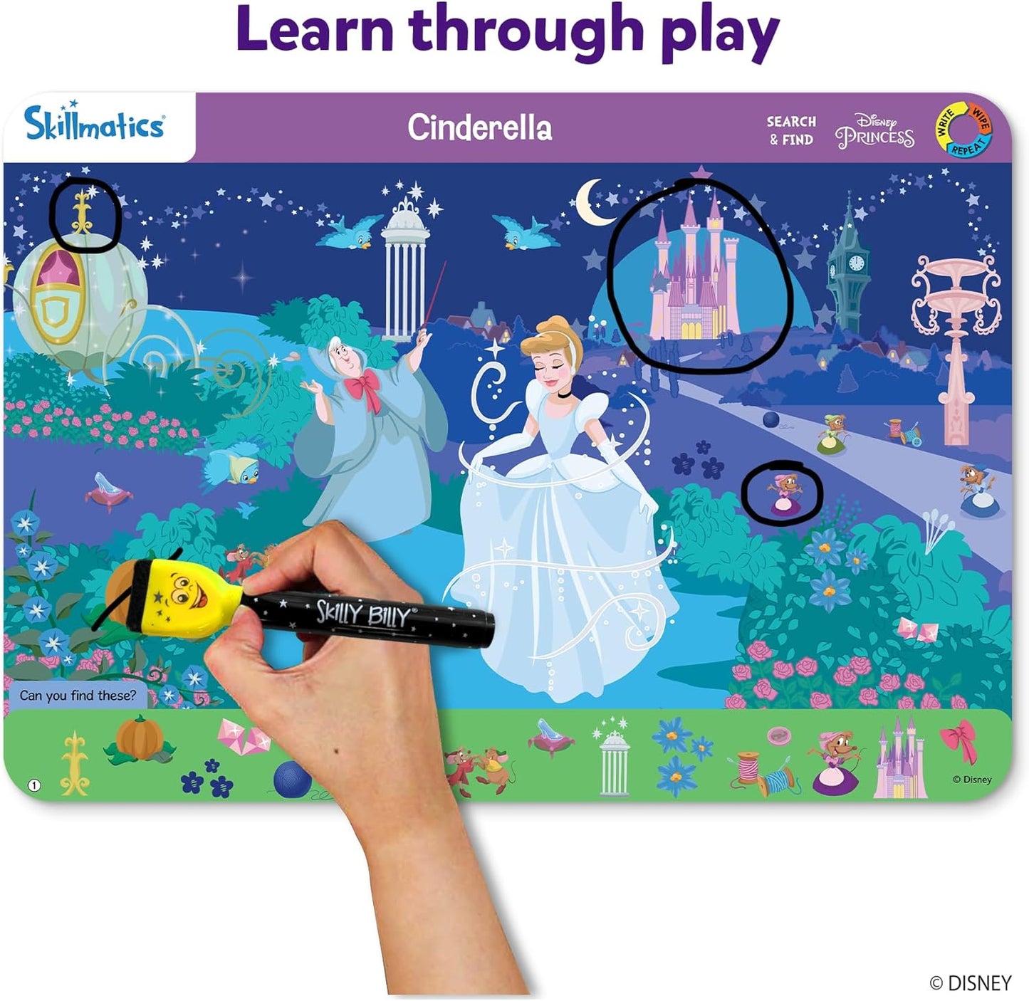 Skillmatics Search and Find Disney Princess Educational Game - Reusable Preschool Learning Activities, Perfect for Toddlers & Kids Who Love Toys, Art & Crafts, Gifts for Boys & Girls Ages 3, 4, 5, 6 Nirvana Guru
