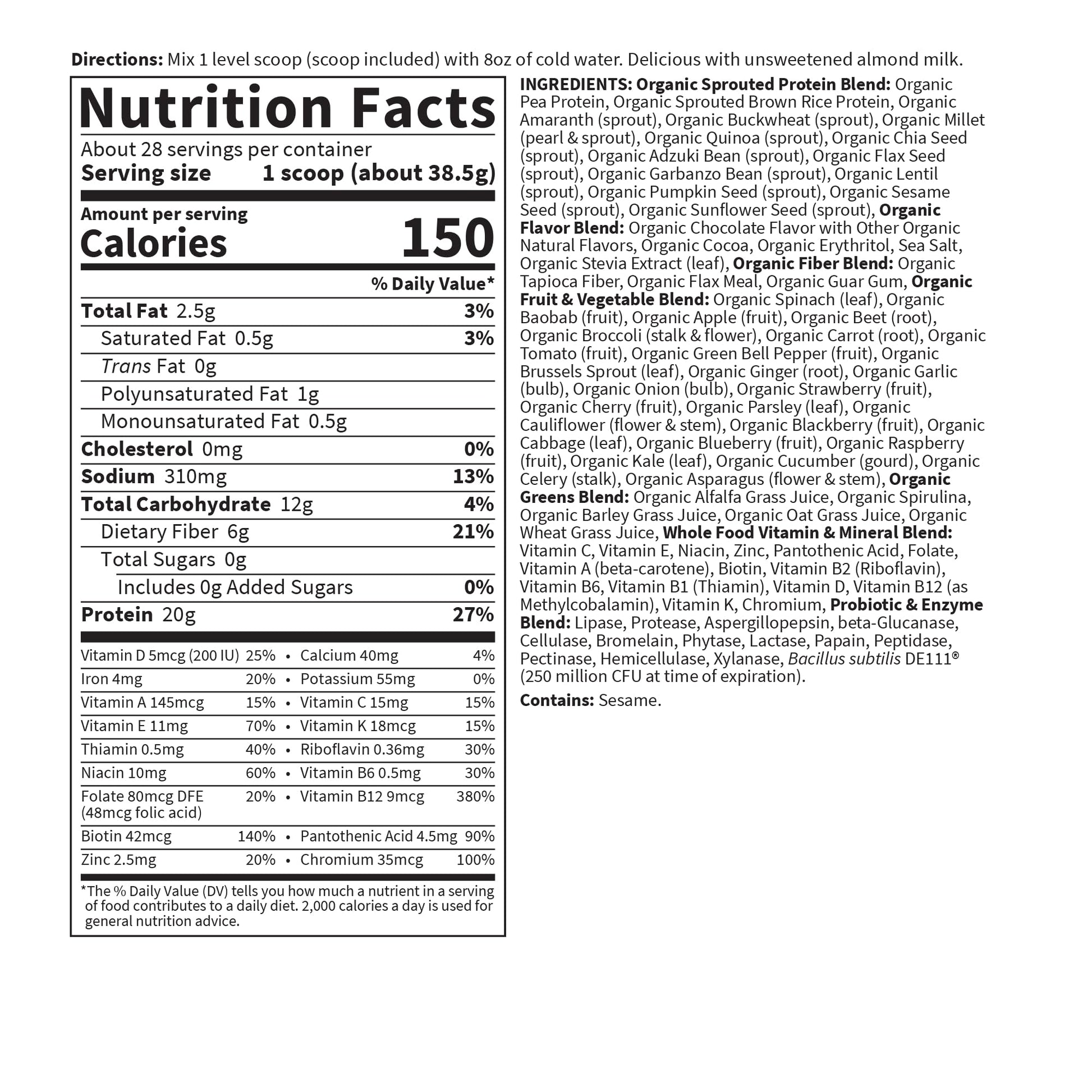 Garden of Life Meal Replacement Shakes, Vegan Raw Organic Protein Powder, Chocolate Protein Powder with Plant Based Pea Protein, Sprouts, Greens, Probiotics, Dairy Free 28 Servings - Nirvana Guru