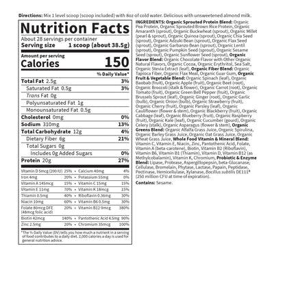 Garden of Life Meal Replacement Shakes, Vegan Raw Organic Protein Powder, Chocolate Protein Powder with Plant Based Pea Protein, Sprouts, Greens, Probiotics, Dairy Free 28 Servings - Nirvana Guru