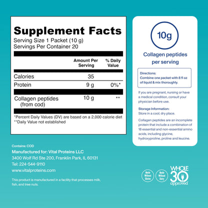 Vital Proteins Marine Collagen Peptides Powder Supplement for Skin Hair Nail Joint - Hydrolyzed Collagen - 12g per Serving - 14.5oz Canister - Nirvana Guru